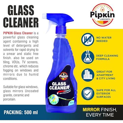Image of Pipkin Glass and Surface Cleaner Liquid Spray - 500 ml | All-Purpose Glass Cleaner for Car, Kitchen and Home Surfaces | Multi Surface Cleaner