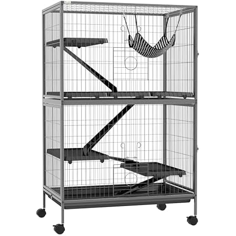 PawHut Spacious Animal Cage with Wheels Cover
