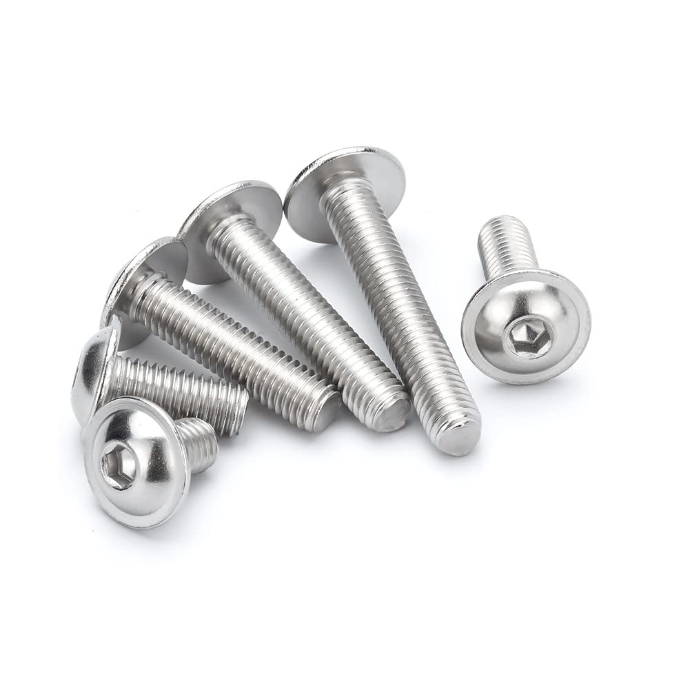 Bozonli Flanged Hex Socket Button Machine Screws Allen Bolts Stainless Steel,M5x16mm,30Pcs