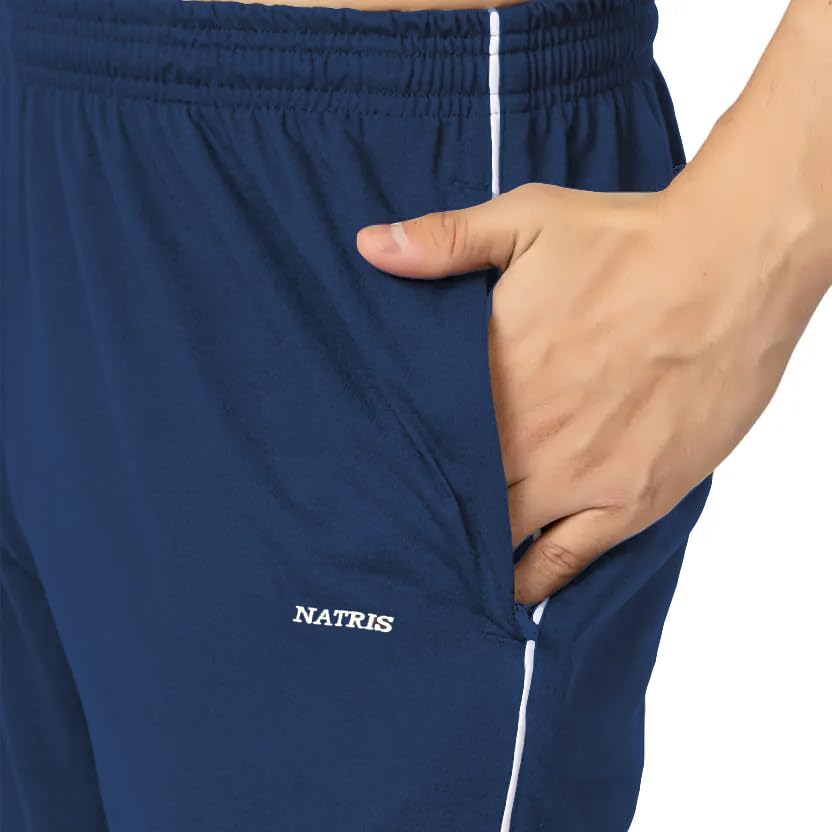 Image of Men's Track Pants with Side Zip Pockets - Regular Fit Sports Joggers for Gym, Running & Casual Wear - Mens Lower