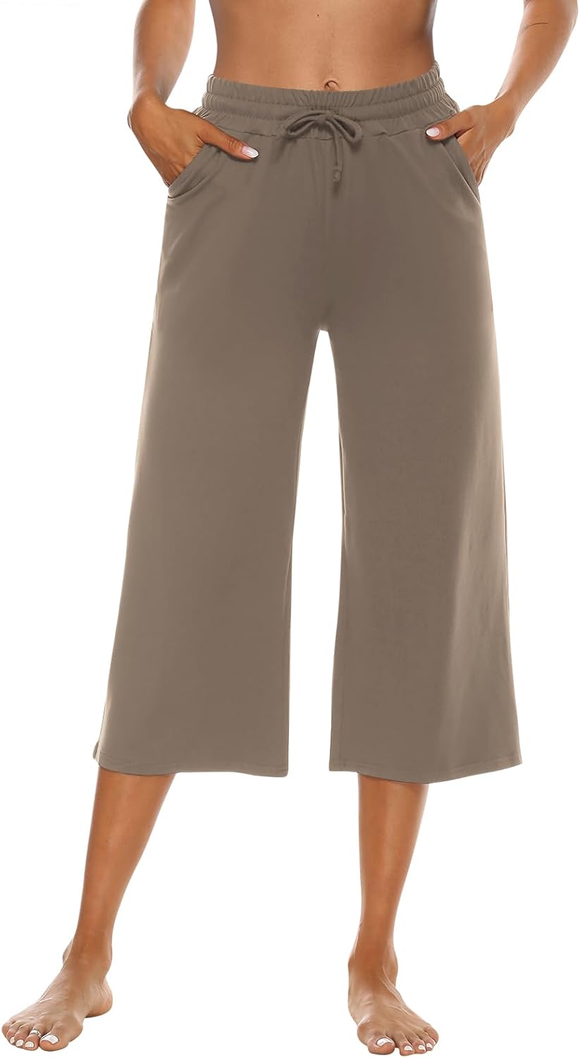 OYANUS Capris for Women Casual Summer Loose Comfy Drawstring Wide Leg Capri Pants with Pockets - Image 3