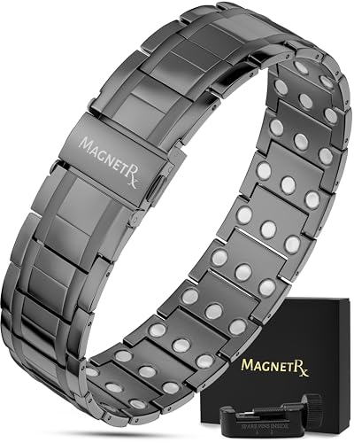 Image of MagnetRX 3X Strength Titanium Magnetic Bracelet - Magnetic Bracelets Men - Premium Fold-Over Clasp & Adjustable Length with Sizing Tool