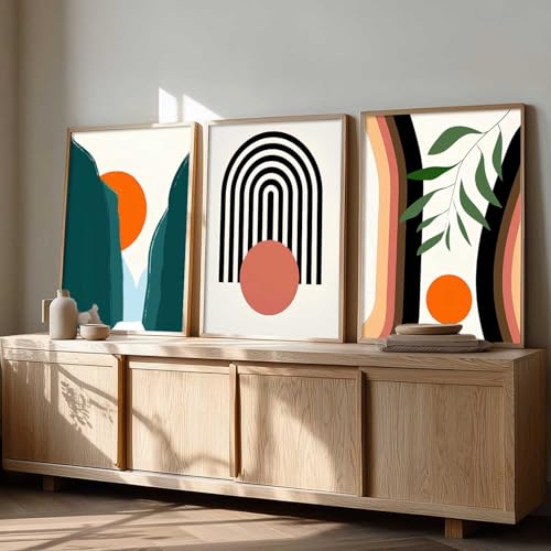 Image of kotart Home Decor Boho Painting Decorative Wall Art | Aesthetic Poster With Frame For Living Room Bed Room Hotel Wall Decor Digital Reprint Set of 3 (10X13 inch)