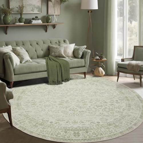 Tapete redondo BILEEHOME 6 pies lavable verde salvia miniatura 1