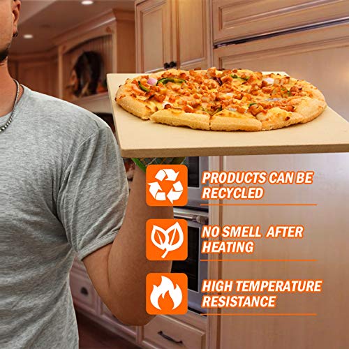 Coymos Pizza Stone Heavy Duty Ceramic Baking Stone For Use In Oven & Gril - Thermal Shock Resistant, Ideal For Baking Pizza, Bread, Cookies, Rectangular Cooking Stone 15X12 Inch. (Bonus Free Scraper) #TOP5
