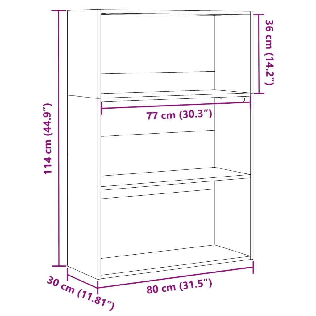 Regał na książki Sonoma szary, 80 x 30 x 114 cm, materiał drewnopochodny, regał stojący z otwartymi półkami, uniwersalny organizer Cube na książki, dekoracje, biuro, salon