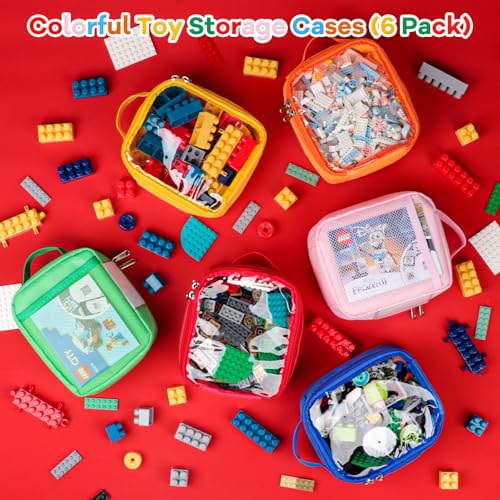 Partreko PAR-T01 6 Pack Toy Storage Bag With Clear Window, Name Tag& Manual Pocket, Multicolor Toy Organizer Case For Lego Bricks thumb #8
