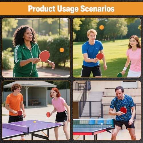 Image of Proberos Table Tennis Racket Set, with 2 Bats & 3 Balls, Children Beginner TT Bat Set for Practice, Lightweight, Durable & Ergonomic Design, Ping Pong Sets Family Game Indoor /Outdoor for Kids Teens