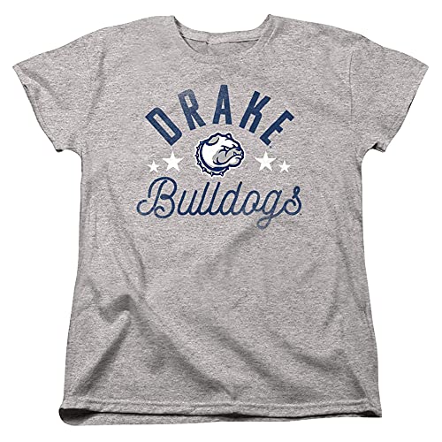 Drake University Official Bulldogs Women's T Shirt,Athletic Heather, Large