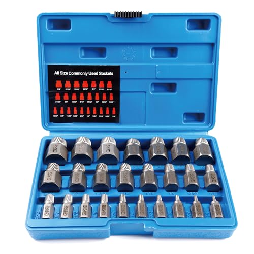 Cenforge 25-Piece Screw Extractor Set, Hex Head Multi-Spline, Easy Out Bolt Extractor Tool, Chrome...