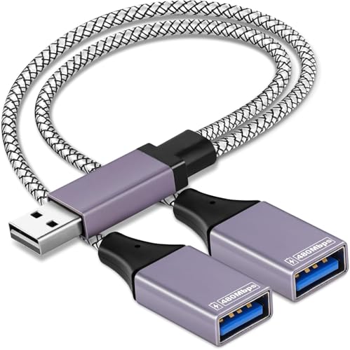 BLKing USB 2.0 A Male to 2 Dual USB Female Jack Y Splitter Hub Power Cord Extension Adapter Cable