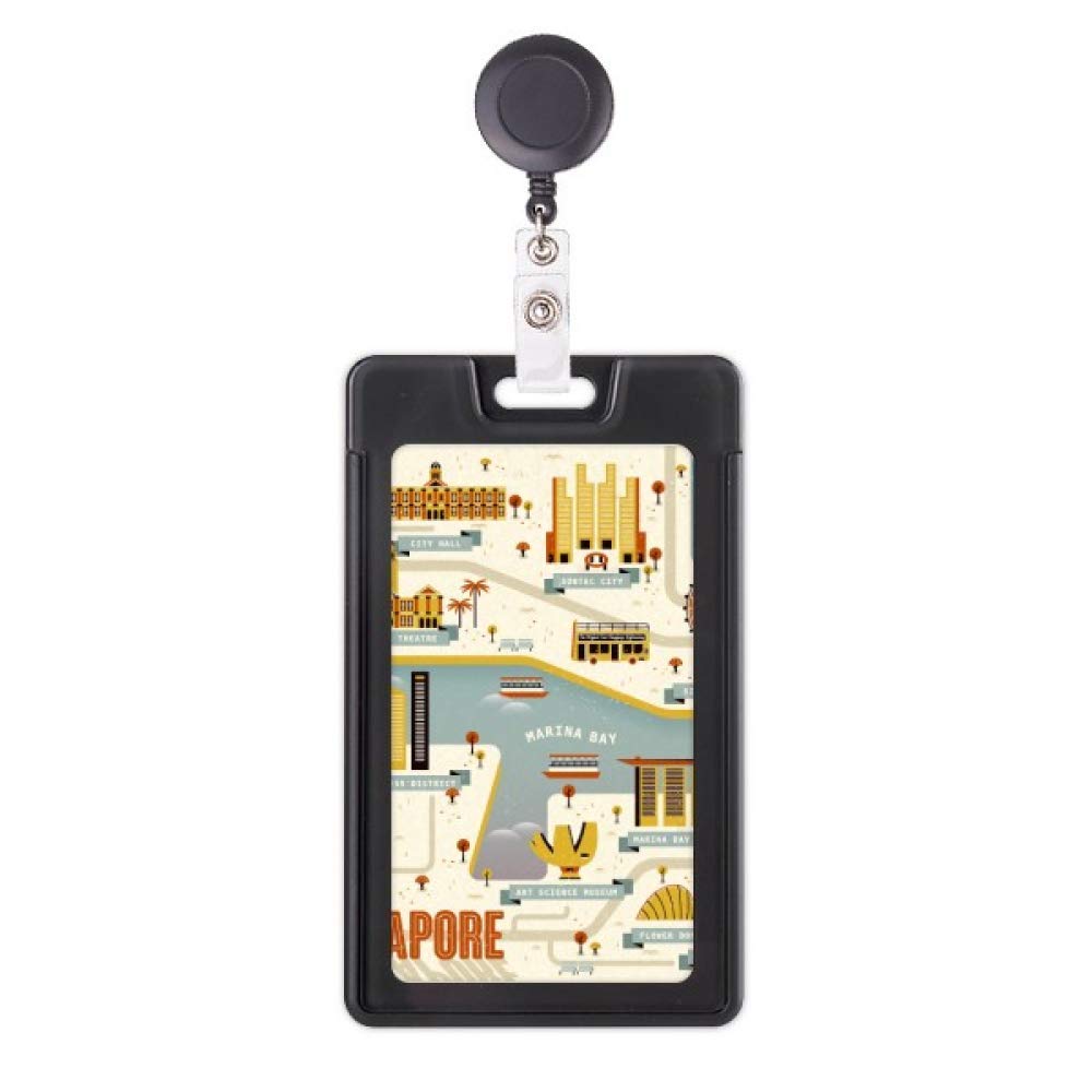 Porte-badge rétractable Singapour vintage avec enrouleur robuste pour carte - 5