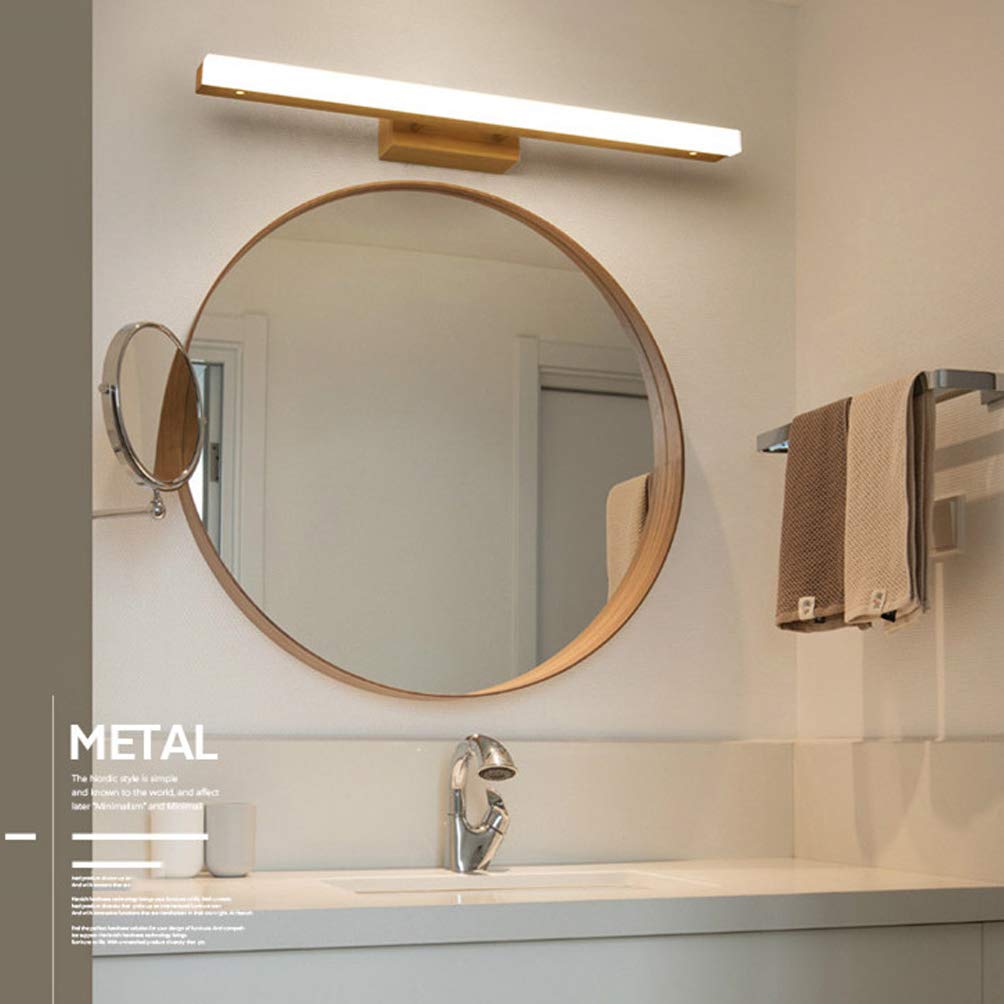 LED Luz de Espejo Baño,Moderna Lámpara de Baño Madera Impermeable Espejo Aplique Pared 90 ° Ángulo Ajustable Luz de Maquillaje para Espejos Tocador Baño Dormitorio Iluminación,4000K,60CM