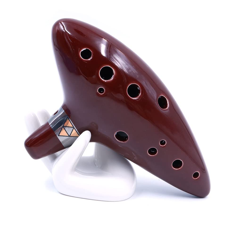 Ocarina In Ceramica 12 Fori - Strumento Musicale In Do Con Custodia E Manuale, Marrone - Foto 11