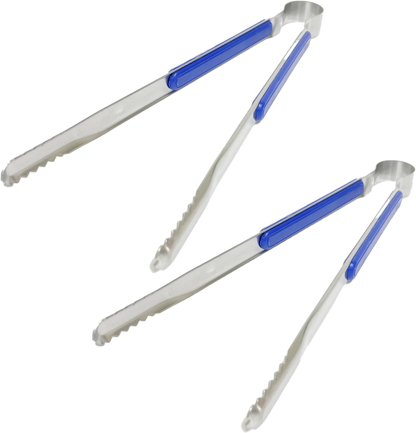 COELO [2-Pack] Stainless Steel Kitchen Metal Tongs Set, Serrated Design Barbeque Grilling Tool Baking Cooking Serving Utensil Great for Samgyeopsal Korean BBQ Grill, 10-Inch, Silver