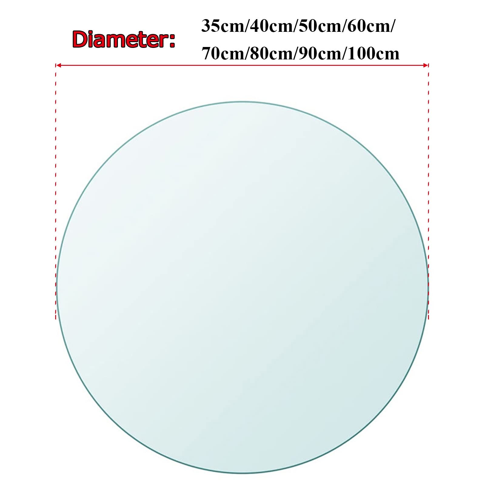 Plateau De Table Rond Verre Trempé 6mm 38-90cm pour Table Basse Jardin | Plateau De Table Verre Trempé Transparent Bord Biseauté Antis-Chaleur Facile Nettoyage(35Inch/88cm)