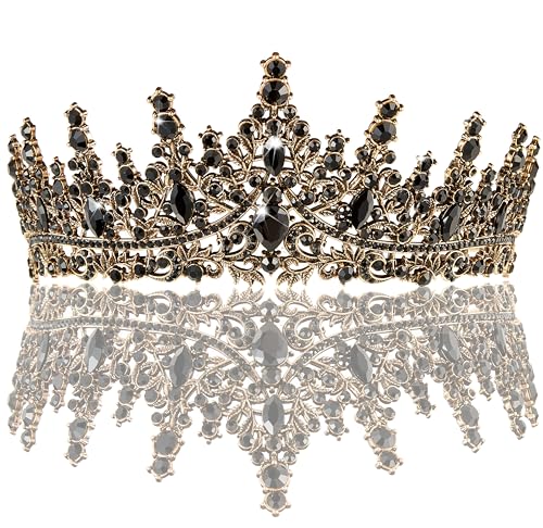 Image of Fesciory Birthday Crown for Women, Gold Plated Crystal Tiara with Sash | Sparkling Princess Queen Tiara, Adult Fit, Birthday, Wedding, Prom, Coming of Age Gifts & Halloween Costume Accessories