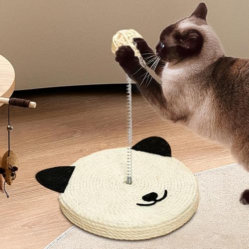 Griffoir en sisal naturel pour chat avec jouet interactif