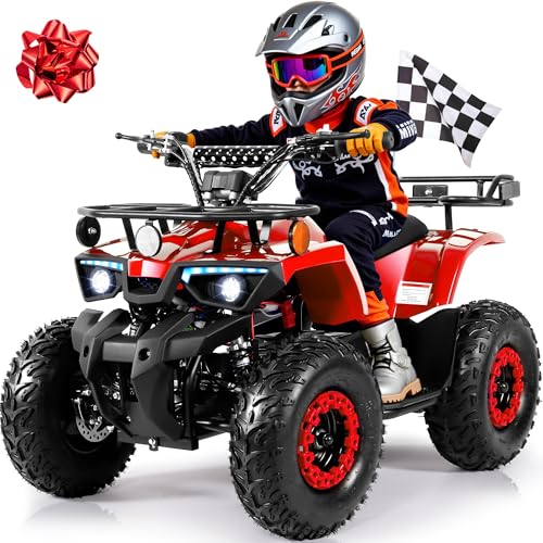 Image of 36V Kids ATV Four Wheeler w /12.5 inch Air-Filled Tires, 800W Electric ATV 4 Wheeler w /Metal Frame, 15MPH Max, Safety Kill Switch, 3 Suspension & Disc Brakes, Kids Quad ATV for Ages 6+, Red