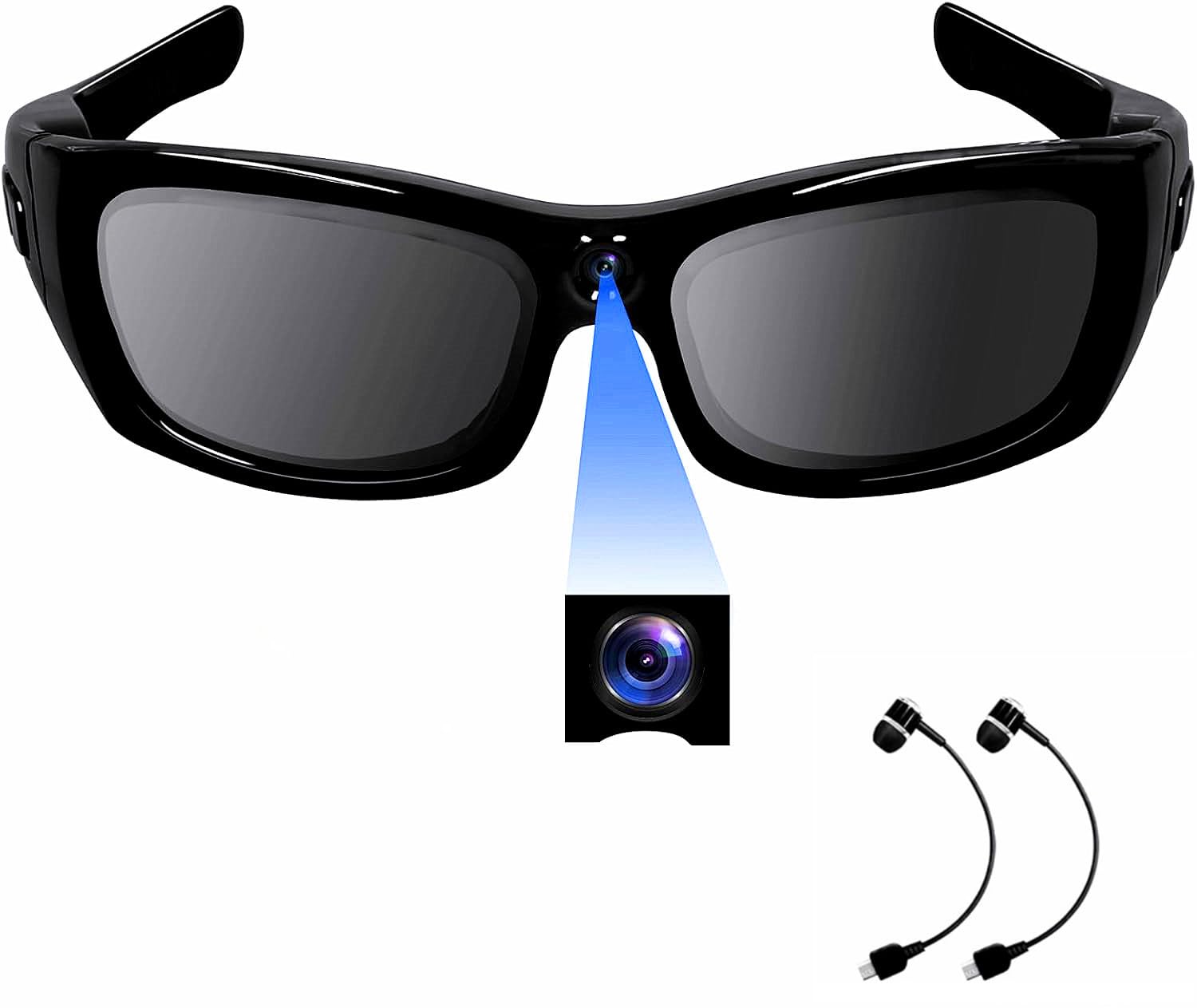 Camera Glasses HD 1080P Video Glasses Bluetooth Sunglasses Camera UV Protection Polarized Lens Sport Action Cam with Earphones