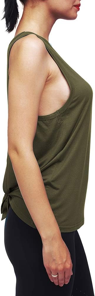 Womens Workout Yoga Tops Open Back Shirts Tie Back Tank Tops with Adjustable Fit - Image 3