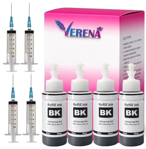 Image of VERENA Refill Kit Compatible for Canon Pixma E470, E470, E477, E400, E410, E417, E560, E3370, E4570, MG2577S Printers Cartridges (4BK & 4 Syring)