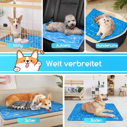 Nobleza - Kühlmatte Hunde Selbstkühlend Ungiftige Gelauflagen Welpe Katzenbett Kühlmatratze im Sommer, 110 * 70cm, Blau, XL