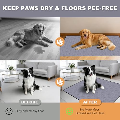 Image of Washable Pee Pads for Dogs 2 Pack, Reusable Waterproof Leak-Proof Puppy Training Pads, Super Absorbent Non-Slip Dog Whelping Pads for Crate, Playpen, Bed & Floor (36 inchx36 inch Gray)