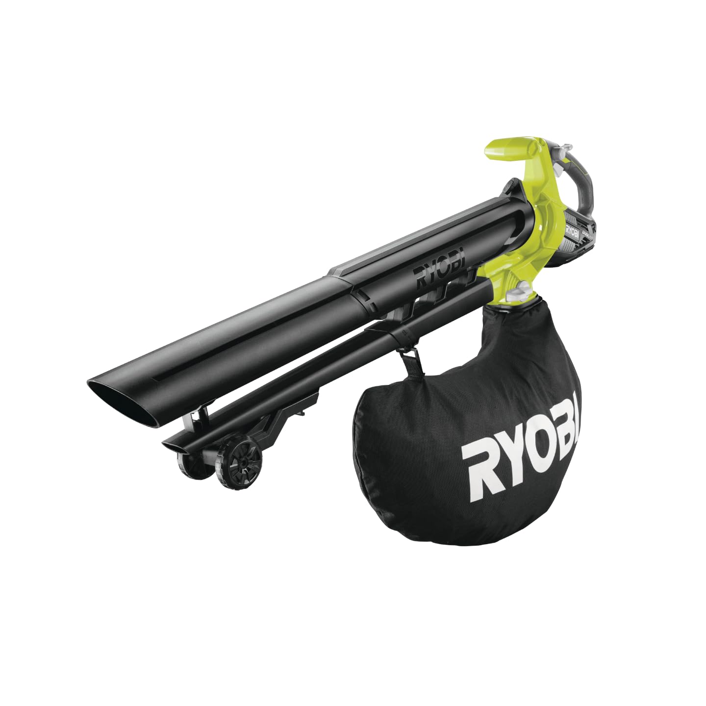 Ryobi Soffiatore Aspiratore Brushless a Batteria 18V ONE+, Aspiratore e Soffiatore 2-in-1, con Lame Metalliche Tritura Foglie, Sacco di Raccolta Incluso, Batteria Non Inclusa, OBV18