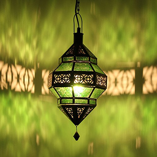albena Marokko Galerie 13-157 Trob orientalische Lampe Glas grün/Metall Trob (Ohne Leuchtmittel) – Bild 3