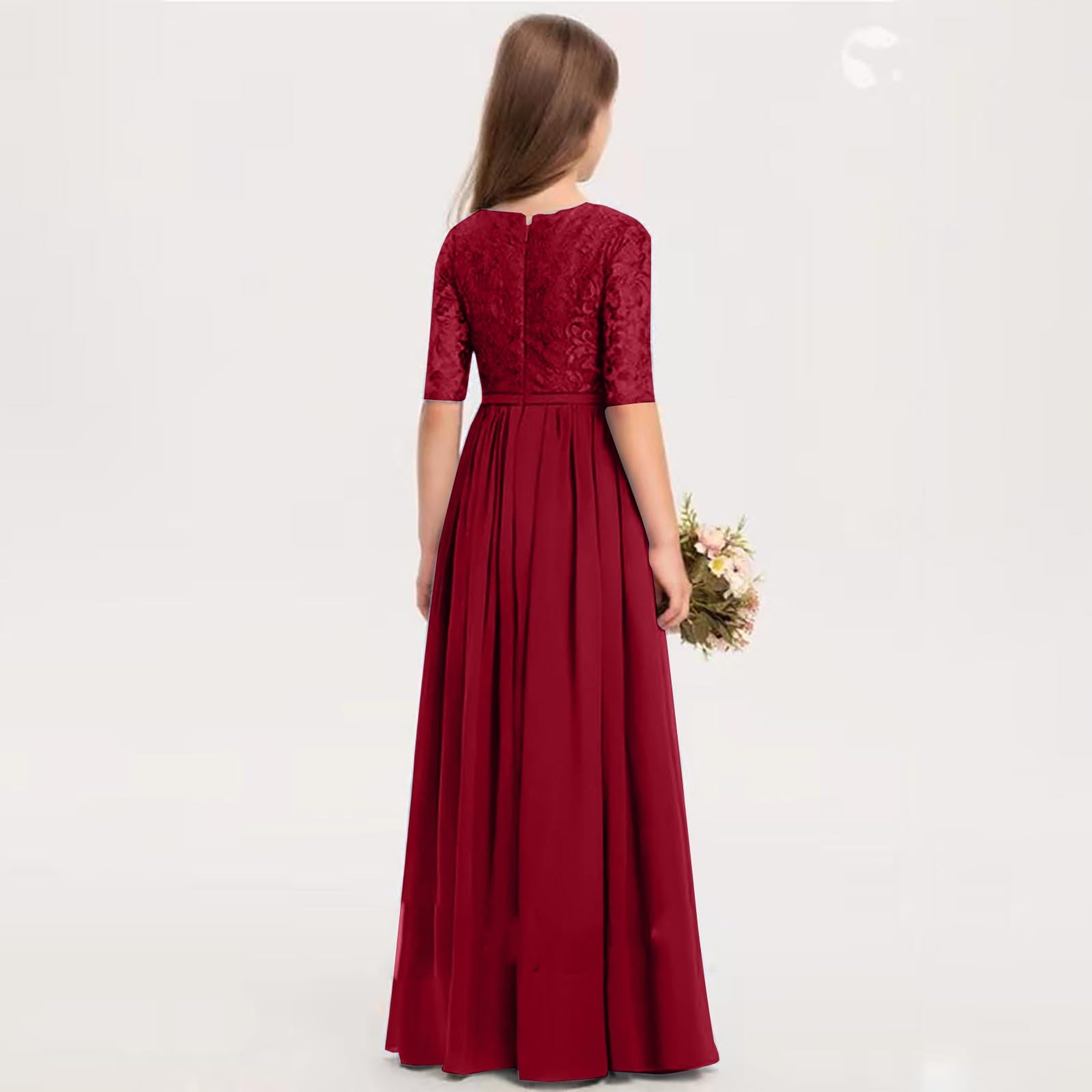 Kleid Mädchen Festlich Sommer Kurzarm Jacquard Prinzessin Kleider Kinder A-Linie Abschlusskleid Hochzeit Blumenmädchenkleider Elegant Brautjungfernkleid Geburtstag Abendkleider