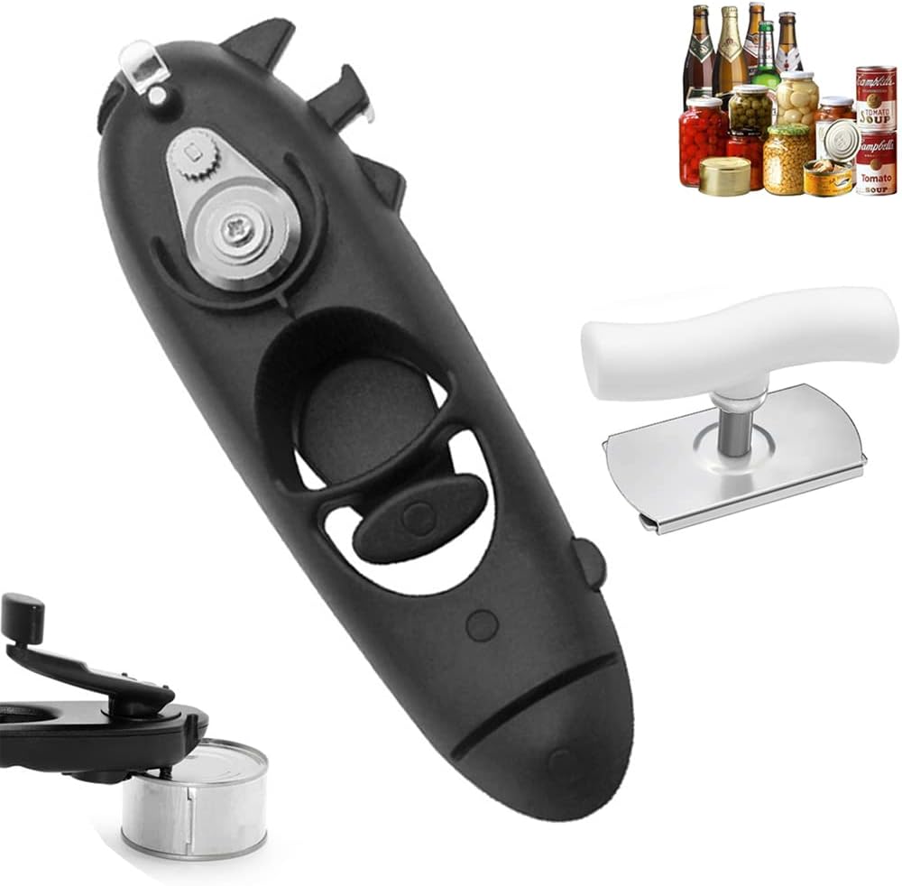 2Pack 8in1 Can Opener Manual + Lid Openers for Arthritis Hands, Can