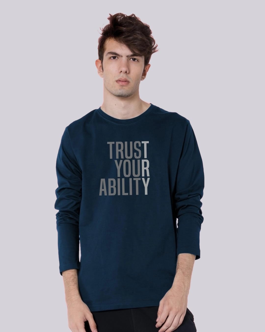 Bewakoof Camiseta estampada 100% algodón para hombre, ajuste regular, cuello redondo, mangas completas