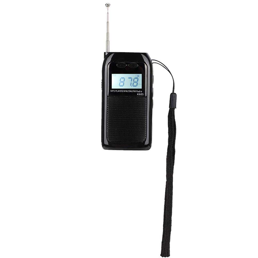 Annadue Mini Radio FM MW SW, Mini Radio FM de Bolsillo Receptor de MW SW Sintonización Digital Reproductor de Música MP3 Estéreo (Buena Recepción, Pantalla LCD Retroiluminada)