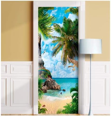 Mural para puerta de playa del océano. Calcomanía de una sola pieza, calcomanía, envoltura, cubierta, despegar y pegar, autoadhesivo, extraíble (30