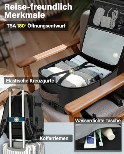 VANKEV Eurowings Ryanair EasyJet Wizz Air Handgepäck 40x30x20cm-24L, Sitzunter Rucksack für Reisen passt zu 15,6 Zoll Laptops dunkel olivgrün/braun