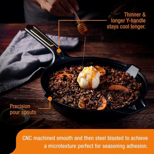 Image of Victoria Signature Gold Cast Iron Skillet, Cast Iron Frying Pan with Long Handle, Includes Gold Insert in Handle, 10 Inch, Made in Colombia