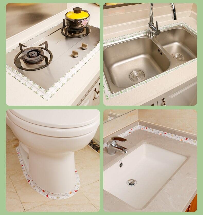 Miniatura 8 de 2 rollos de tira de sellado anticolisión, impermeable, autoadhesiva, cinta de sellado para fregadero, baño, cocina (7)