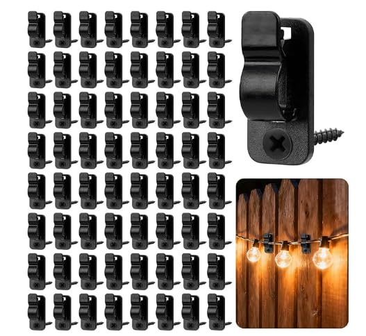 80 PCS Outdoor String Light Clips with Mounting Screws, Weatherproof Fairy Light Hangers, Durable Cable Management Organisers for Patio Garden Decking Fence Wall Decoration, Home & Outdoor Accessories