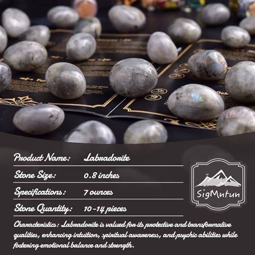 Image of Polished Stone Set Labradorite Crystals, 0.8 inch Handpicked Tumbled Gemstones Rocks, Pebbles for Reiki, Chakra, Healing, Home Decor