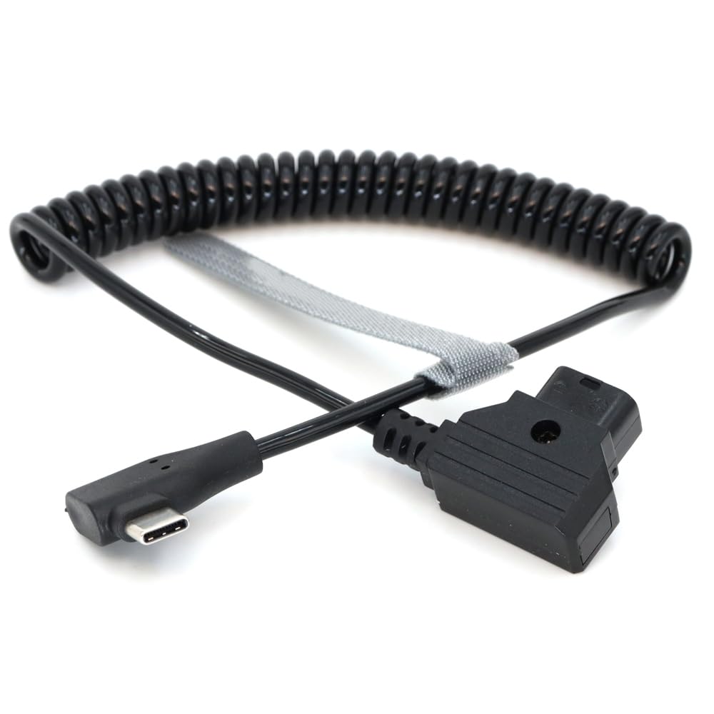 SZYingXian Right Angle USB-C/Type-C to D-Tap Power Coiled Cable Adapter for V-Mount Camcorder Camera Battery