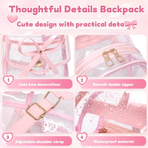 Image of I IHAYNER Girls Bowknot 3-Pieces Fahsion Leather Backpack Backpack Purse for Women Rucksack for Ladies Shoulder Bag