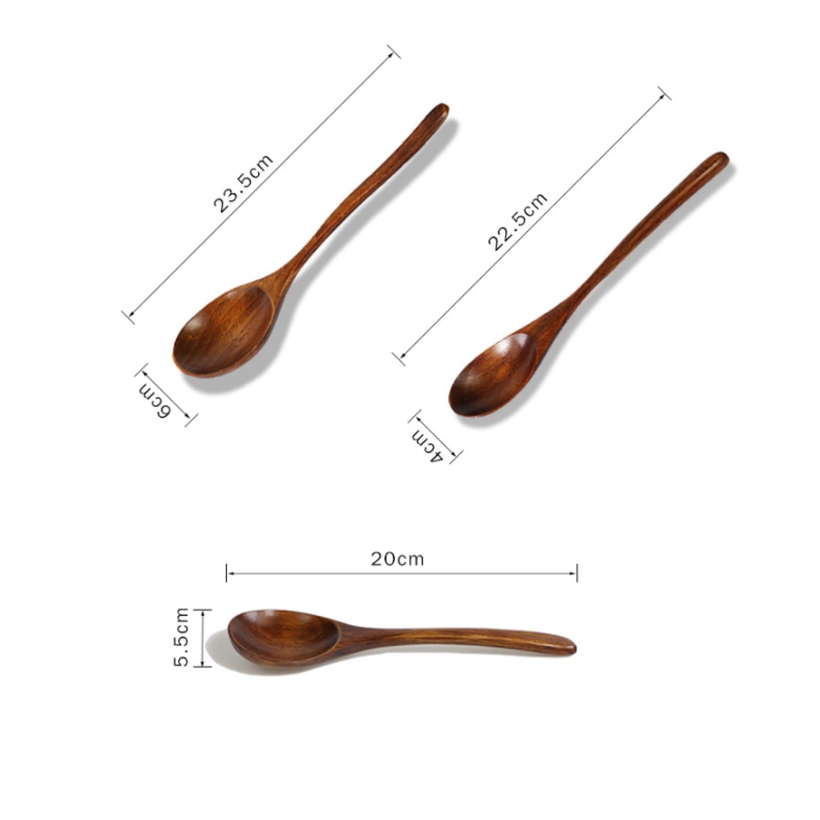 Wooden Spoon for Cooking,Long Handle Ladle Soup Stirring Utensils set 3,Handmade Kitchen Mixing Spoon Tableware Teaspoon