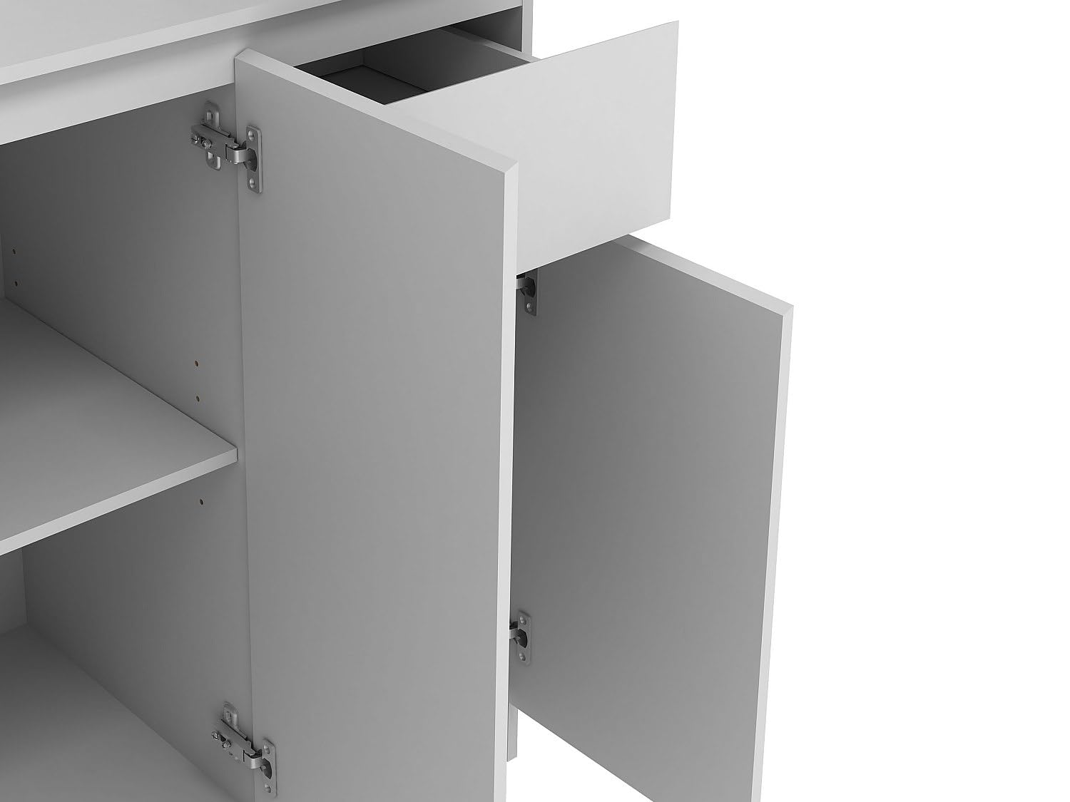 Vente-unique - Küchenbuffet mit 6 Türen, 1 Schubladen & 5 Regalfächern - Weiß - NIZALI