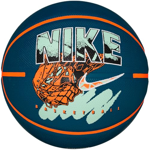 Nike Everyday Playground Basketball 8P Graphic - Outdoor Basketball with Graphic Design - Street Basketball - Deflated Delivered, Blue Force/Total Orange/White/Mint Foam, 7