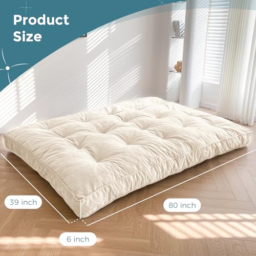 Maxyoyo M-A50-BEIGE-100CM 6 Inch Daybed Futon Mattress Twin Size, Velvet Thick Futons Sofa Couch Bed thumb #1