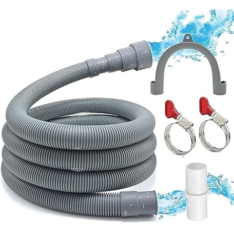 TTFLEX Universal Washing Machine Drain Hose, Washer Drain Hose Extension Kit with 1 Extension Adapter and 2 Hose Clamps, 6-Feet Cover