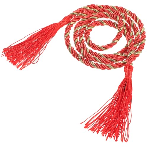 Japanese Waist Tassel Belt for Kimono and Costume Wear Durable Soft Waistband with Elegant Red Tassels for Cosplay Parties and Daily Accessories