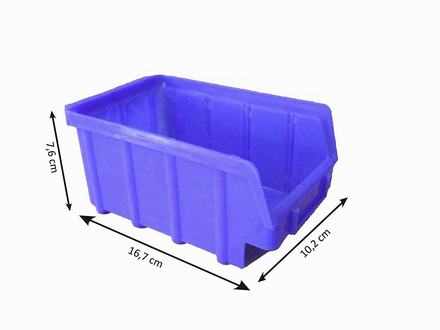 S&S-Shop Boîte de rangement empilable - Bleu - Taille 2 (102 x 167 x 76 mm) - Polypropylène (PP) - Lot de 80