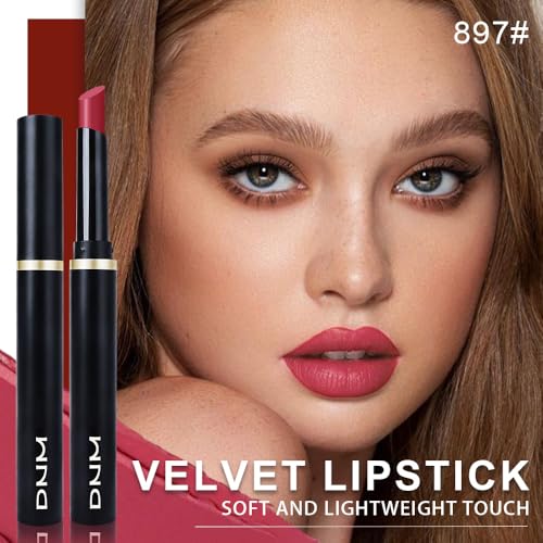 Image of evpct Plum Red Velvet Matte Lipstick, High Pigmented Slim Lipstick Long Lasting Waterproof for Women Gift, Velvet Silky Lip Stick Stain Color Makeup Blendable 24 Hours Original Makeup Labiales, 897#